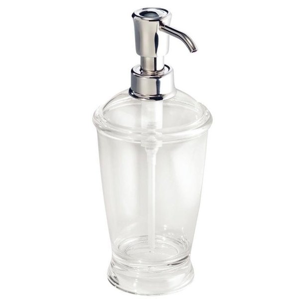 Idesign Soap Dispenser, 12 oz Capacity, Plastic, Clear, Chrome 45620